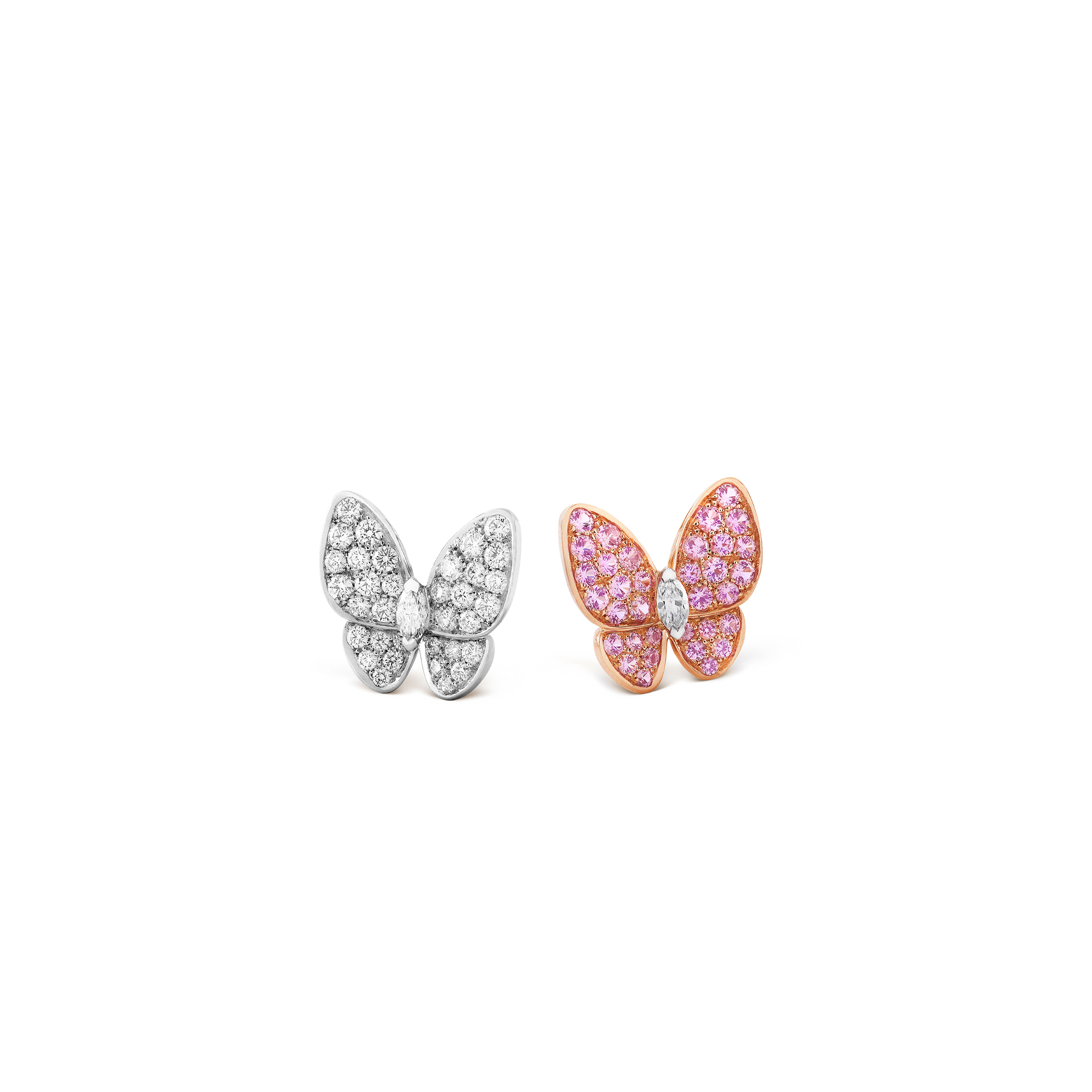 V*N CL*F arpels two butterfly earrings - white gold, diamond, sapphire  vcaro3m600
